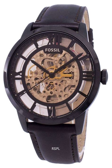 fossil watch gold and black|fossil skeleton mechanical watch.